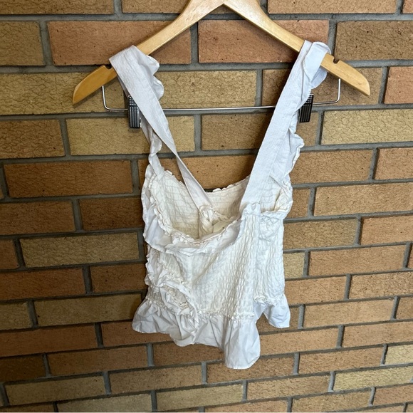 Maeve Anthropologie Smocked Ruffle Tank Ivory/White Size Small - Picture 4 of 9